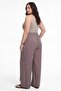 Women's Plus Size Loose Fit Pleated Mink Trousers - 6