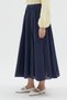 Navy Blue High Waist A-Line Midi Skirt - 6