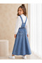 Girl's Shirted Strap Dress Set with Belted Gilet Dress 2 Piece Combination - 2