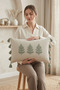 Buldan Handmade Tree Patterned Punch Embroidered Tasseled Hidden Zipper Cotton Throw Pillow Cover 35X55 cm - 3