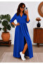 Aerobin Fabric V-Neck Slit Comfortable Cut Summer Dress