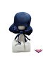 Women's Sun-Protective Straw Beach Hat with Adjustable Velcro Bow Detail on the Back and Stripes - 3