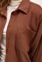Women's Oversize Viscose Brown Shirt with One Pocket - 3