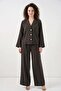 Women's Classic Collar Buttoned Viscose Light Brown Two-Piece Suit