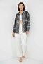 Women's Oversize Patterned Satin Anthracite Shirt - 8
