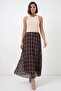Women's Patterned Chiffon Brown Skirt - 4
