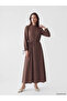 Brown Hakim Collar Pleated Dress