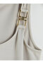 Gray U-Neck Blouse with Buckle Detail and Gathered Hem - 5