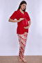 Short Sleeve Soft Textured Cotton Maternity Set Effortt - Cherry - 5