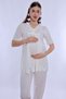 Cotton Maternity Pajama Set with Hidden Breastfeeding Detail Effortt - Ecru - 7