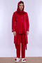Comfortable Cut Maternity Pajama Set with Hijab and Nursing Features Effortt - Cherry - 3