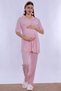 Pregnancy and Postpartum Pajama Set with Maternity Gown and Breastfeeding Features Effortt - Pink - 6