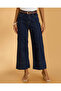 Women Navy Belted Wide Leg Jeans