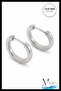 12mm Surgical Steel Sectioned Bar Tarnish Resistant Hoop Earrings Silver Color Non-Allergic - 3
