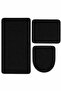 Black 3-Piece Large Size Bathroom Rug Mat Set Non-Slip Leather Based Washable Toilet Set Venisa - 2