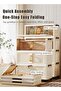 CozyNest 4-Tier Foldable Plastic Storage Cabinet, 50cm with Handle, Double Doors & Wheels, Stackable Organizer - 3