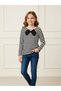 Girl's Striped Bow Detail Long Sleeve T-shirt