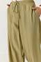 Women's loose fit striped linen trousers - green - 4