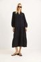 Muslin Midi Length Buttoned Black Dress