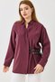 Women's Stylish Shirt with Self-Belt Burgundy - 5