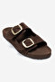 Men's Double-Strap Buckle Slippers Real Suede Leather Zy 4206 Suede Brown - 2