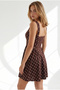 Women's Brown Strap Bow Tie Side Zipper Polka Dot Mini Dress Elb-19002680 - 5