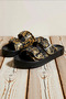 Women's Double-Strapped Leopard Patterned Straw Platform Slippers Comfortable Casual Shoes Modern Stylish Comfortable