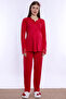 Adjustable Waist Elastic Cotton Maternity Pajama Set Effortt - Cherry - 3