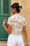 Women's Mink White Striped Short Sleeve Shirt Arm-19Y001067 - 2