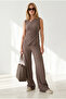 Women's Mink Textured Top and Bottom Set Tkm-19000508