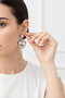 White Color Heart Dangle Ball Earrings - Brass Women's Jewelry Accessory - 3