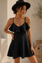 Black Strappy Mini Dress with Flywheel Detail – Backless Tie-Up Summer Women's Dress - 4