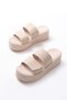 Zri̇n-1034 Premium Beige Velcro Wedge Heel Women's Slippers