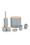 4532 8-Piece Bathroom Set - Trash Can with Bamboo Lid, Soap Dispenser, Toothbrush Holder, and Toilet Brush in Gray - 3