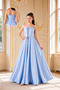 Girl's Satin Fabric Corset Detail Baby Blue Color Long Evening Dress - 2