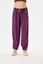 Women's Purple Italian Carrot Fit Elastic Waist Belted Casual Tencel Pants Size 38 - 46 - 4