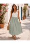 Elastic Waist Draped Midi Skirt
