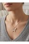 Zircon Stone Enamel Pearl Detailed Butterfly Steel Women's Necklace