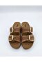 Women's Sparkling Baguette Stone Double Buckle Cork Sole Slippers - 4