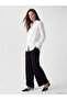 Black Elastic Waist Wide Leg Women's Trousers - 6