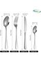 Cutlery Set, 24 Pieces, Silverware Set for 4, Includes Knives Forks Spoons with Stand, Silver - 5
