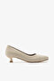 Ecru Genuine Leather Pointed Toe Short Heeled Women's Stiletto Shoes - 5