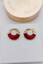 Burgundy Sesdefli Round Gold Women's Earrings - 3