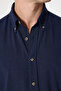Ds Damat Comfort Navy Blue Flared Cotton-Linen Summer Shirt - 2