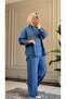 6295 - Comfortable Casual Slim Women's Denim Shirt and Pants Set - 2