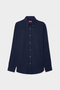 Ds Damat Comfort Navy Blue Flared Cotton-Linen Summer Shirt - 5