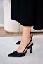 Mass Processing Detailed Women's Black Heeled Shoes