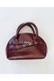 Women's Patent Leather Half Moon Hand and Shoulder Bag – Vintage Y2K Baguette Model - 3