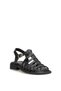 Elit 26Ymrt01C Women's Genuine Leather Flat Sandals Black - 3