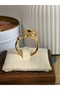 Women's Steel Green-Eyed Panther Design Zircon Stone Gold Ring - 2